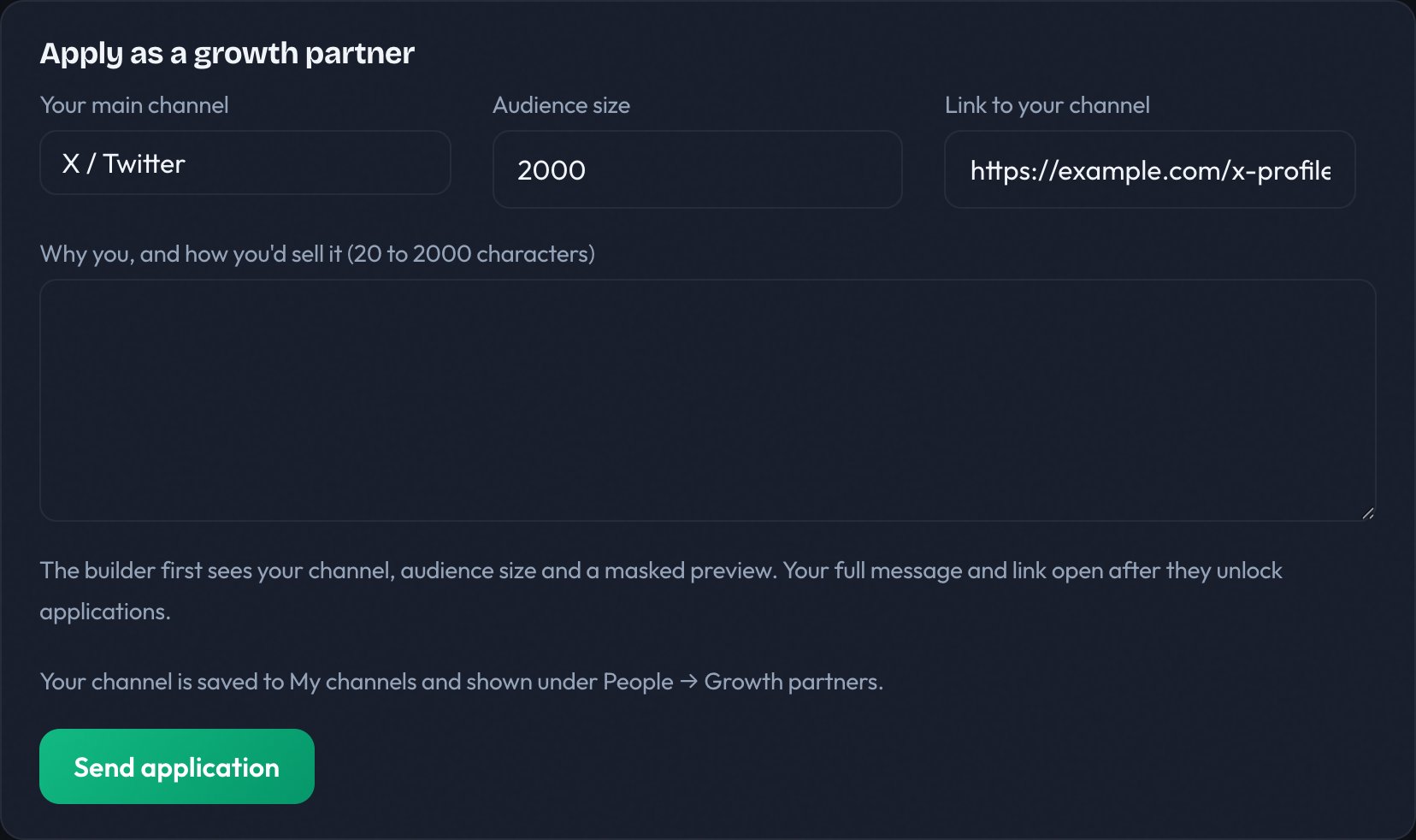 Growth partner application form