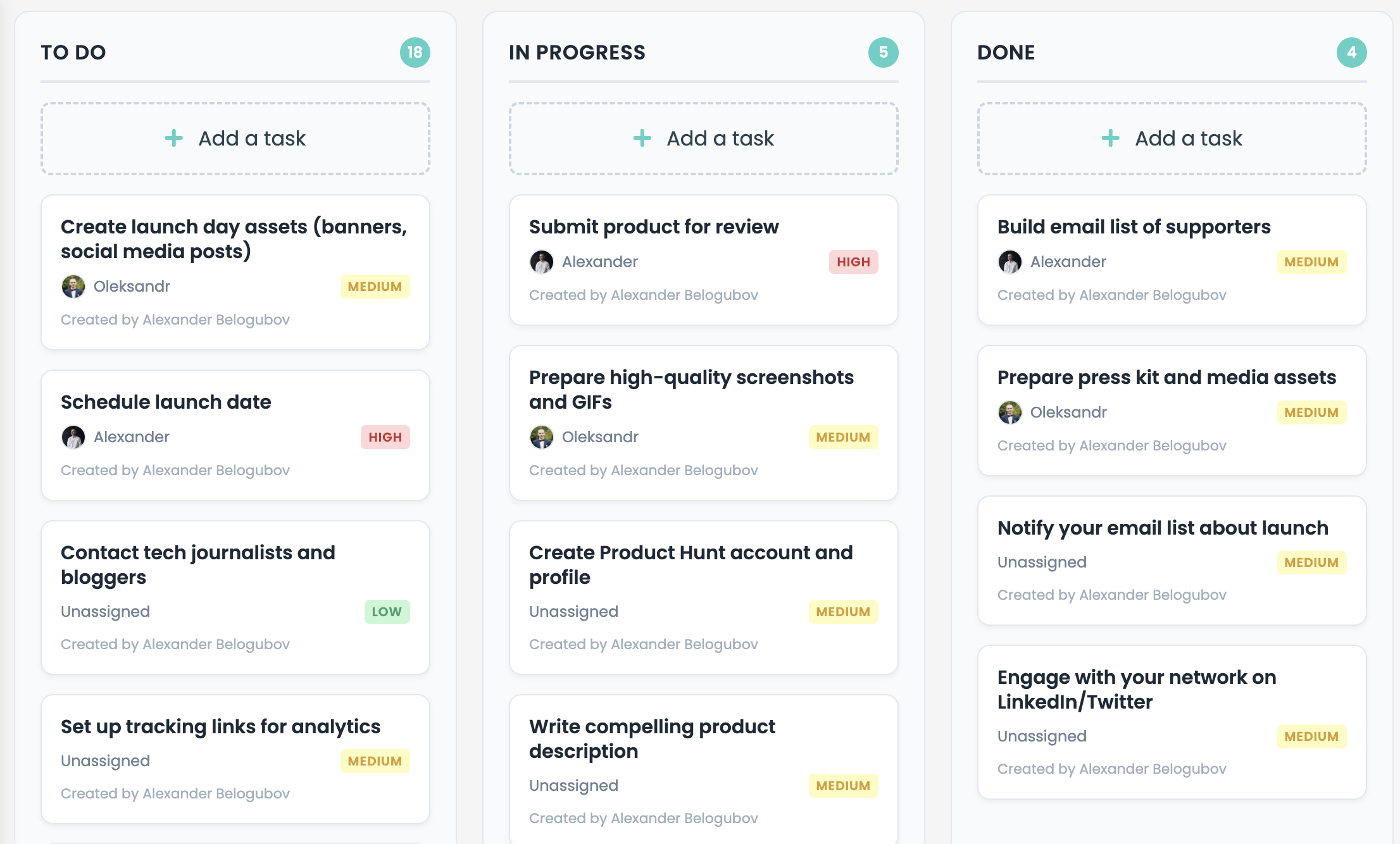Task Management Interface