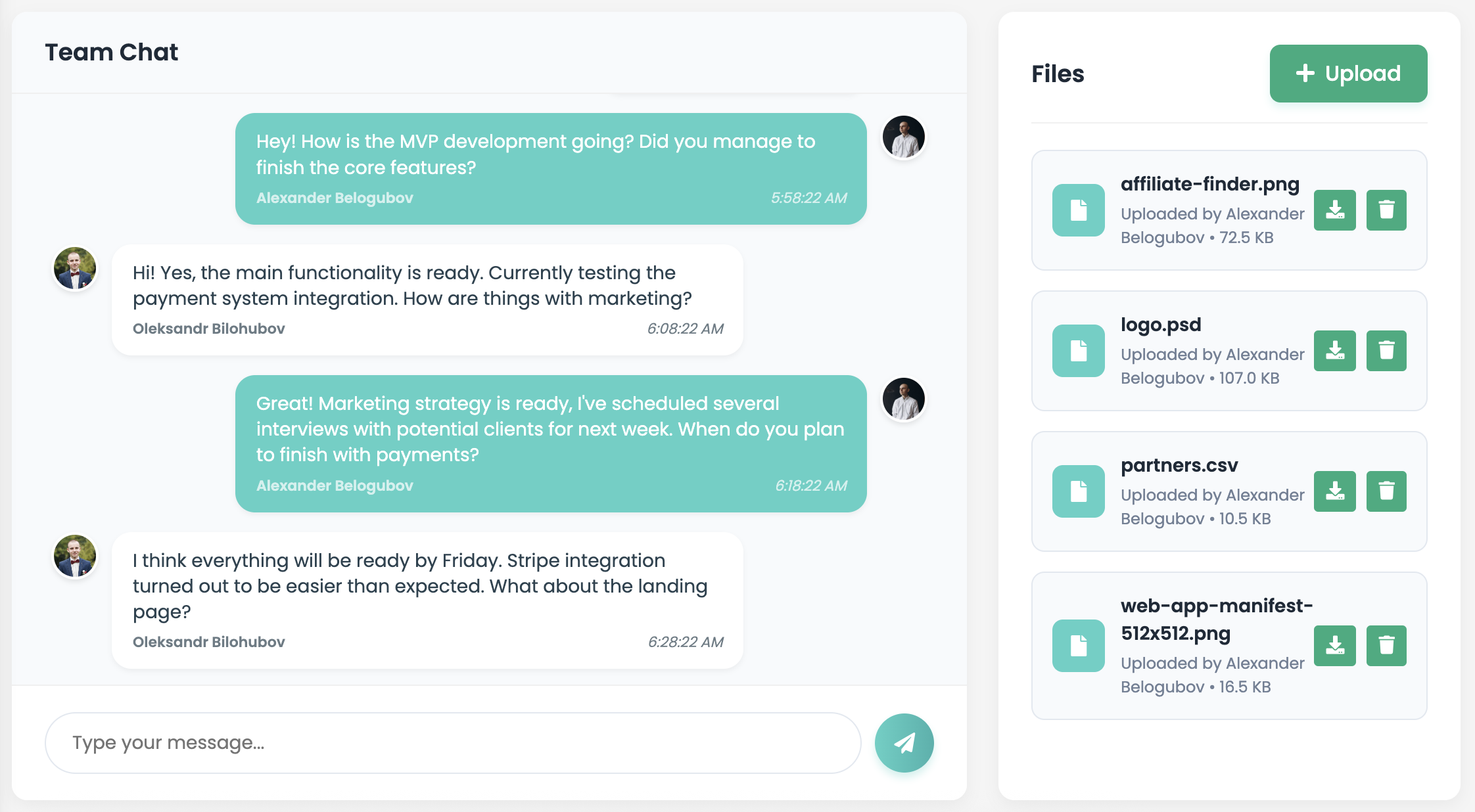 Team Chat Interface